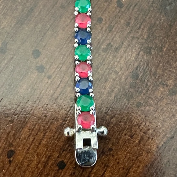 Sterling Silver Dainty Multi Colored Bracelet. - Picture 4 of 7